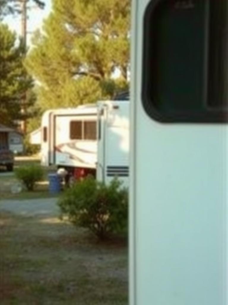 A dated, washed-out marketing photo of an RV campground — the traditional listing experience